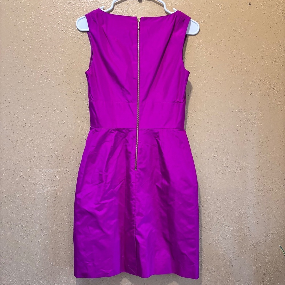 Kate Spade New York Magenta Pink 100% Silk Oversized Bow V-Neck Cocktail Dress 2 - Picture 5 of 10